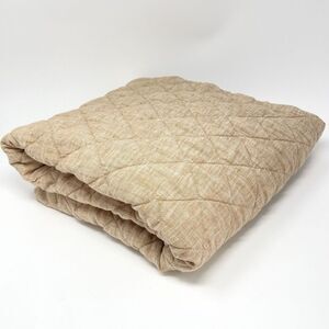 Pottery Barn Kids Toddler European Flax Linen Baby Quilt Blanket 36x50” Orange